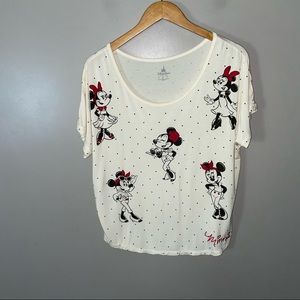 Disney Cream and Black Minnie Mouse Short Sleeve Tee